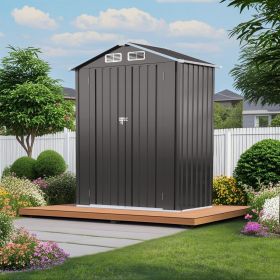 5X3 FT Metal Outdoor Storage Shed, Tool Shed with Peaked Roof Waterproof, Lockable Door Compact Metal Tool Shed for Garden, Backyard, Patio