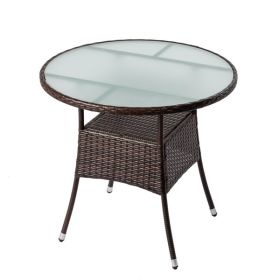 31.5" Patio Table for 4-Person, Outdoor Patio Wicker Round Dining Table