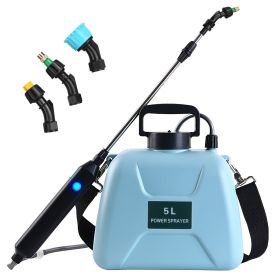 5L/1.3Gallon Electric Plant Sprayer Telescopic Rechargeable Garden Sprayer Automatic Handheld Sprayer with 3 Spray Spouts Shoulder Strap for Clea