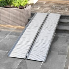 8' wheelchair ramp Portable folding ramp silver