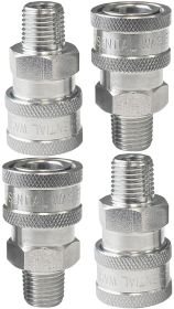 Pressure Washer Stainless Steel 1/4' Quick Connect Male NPT Fittings (Amount in Packs: Set Of 4)