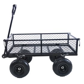 Wagon Cart Garden cart trucks make it easier to transport firewood (Color: BLACK)